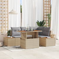 vidaXL 5-delat trädgårdsofaset med kuddar Beige Poly Rott