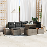 vidaXL Trädgårdsoffset med lagring 7 pcs Grå Poly rattan
