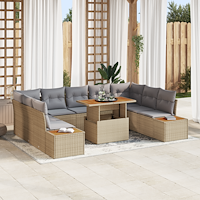 vidaXL 6-delars trädgårdsoffset med kuddar beige poly rotting