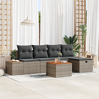 vidaXL Trädgårdsoffset med kudde 6 pcs Grå 55 x 62 x 69 cm Poly rattan