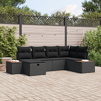 vidaXL Trädgårdsoffset 6 pcs Svart 55 x 62 x 69 cm Poly rattan