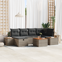 vidaXL Trädgårdsoffset med kudde 7 pcs Grå 55 x 62 x 69 cm Poly rattan