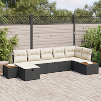 vidaXL Trädgårdsoffset 7 pcs Svart 55 x 62 x 69 cm Poly rattan