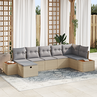 vidaXL 7-delat trädgårdssoffset med kuddar Beige Poly Rattan