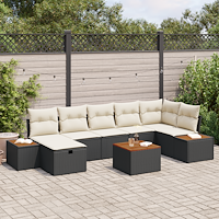 vidaXL Trädgårdsoffset 8 pcs Svart 55 x 62 x 69 cm Poly rattan