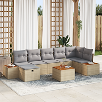 vidaXL 8 Delars Trädgårdsoffaset Med Kuddar Beige Poly Rattan