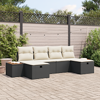 vidaXL Trädgårdsoffset 6 pcs Svart 55 x 62 x 69 cm Poly rattan
