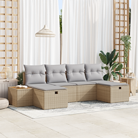 vidaXL Trädgårdsoffset 6 pcs Beige 55 x 62 x 69 cm Poly rattan