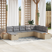 vidaXL 8-delat Trädgårdsoffaset med Kuddar Beige Poly Rattan