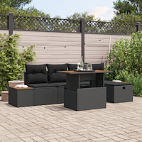 vidaXL Trädgårdsoffset Höjdjusterbar 6 pcs Svart konstrotting