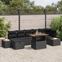 vidaXL Trädgårdsoffset Höjdjusterbar 8 pcs Svart konstrotting