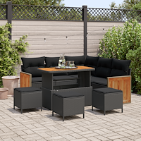 vidaXL Trädgårdsoffset med kudde 9 pcs Svart 110 x 55 x 71 cm