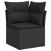 vidaXL 13-delad trädgårdsoffset med kuddar svart poly rattan akacia