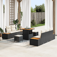 vidaXL 8-delat trädgårdsoffset med kuddar svart polyrotning acacia