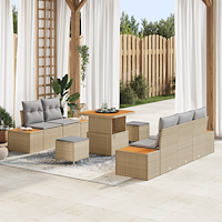 vidaXL Trädgårdsoffset med kudde 8 pcs Beige, ljusgrå 80 x 80 x 71 cm