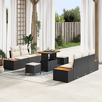 vidaXL Trädgårdsoffset med kudde 8 pcs Svart, Grädde 90 x 55 x 71 cm
