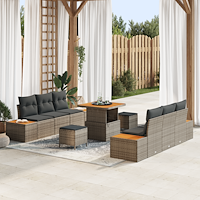 vidaXL Trädgårdsoffset 9 pcs Ljusgrå, Mörkgrå 80 x 80 x 71 cm