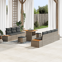 vidaXL Trädgårdsoffset 10 pcs Ljusgrå, Mörkgrå 80 x 80 x 71 cm