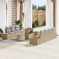vidaXL Trädgårdsoffset med kudde 10 pcs Beige, ljusgrå 90 x 55 x 71 cm