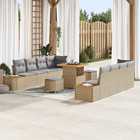vidaXL Trädgårdsoffset med kudde 11 pcs Beige, ljusgrå 80 x 80 x 71 cm