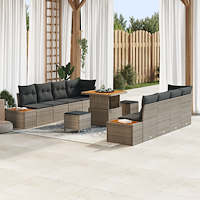 vidaXL Trädgårdsoffset med kudde med kudde 11 pcs Grå 80 x 80 x 71 cm