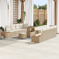 vidaXL Trädgårdsoffset med kudde 11 pcs Beige, Kräm 90 x 55 x 71 cm
