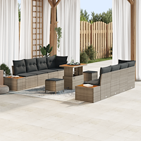 vidaXL Trädgårdsoffset 11 pcs Grå och mörkgrå 90 x 55 x 71 cm