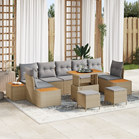 vidaXL 10-delat trädgårdsoffaset med kuddar Beige Polyroting Akacia