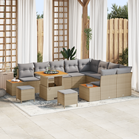 vidaXL 12 Delars trädgårdsoffset med kuddar beige poly rotting akacia