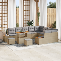 vidaXL 12 Delars Trädgårdsoffset med Kuddar Beige Poly Rattan Akacia