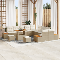 vidaXL 13 Delars Trädgårdsoffset med Kuddar Beige Poly Rattan Akacia