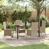 vidaXL 5-dels trädgårdsmöbelset med dynor i beige poly rattan