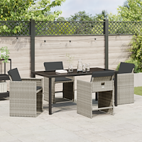vidaXL 5-delat Trädgårdsdining set med kuddar Ljusgrå Poly Rattan