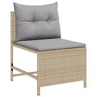 vidaXL Ute-soffset Beige och ljusgrå Rotting, tyg Standard Hållbar