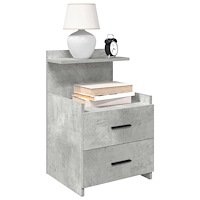 vidaXL Sängbord 2 st med 2 lådor betonggrå 40x36,5x62 cm