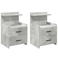 vidaXL Sängbord 2 st med 2 lådor betonggrå 40x36,5x62 cm