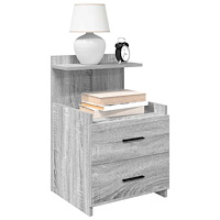 vidaXL Sängbord 2 st med 2 lådor grå Sonoma 40x36,5x62 cm