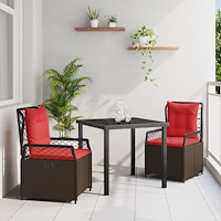 vidaXL Trädgårdsmöbelset 3 pcs Brun konstrotting