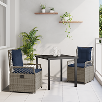 vidaXL Trädgårdsmöbelset 3 pcs Grå konstrotting