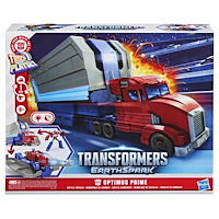 Transformers TRA Earthspark 5in Playset Optimus Prime Battle Trailer