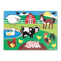 Melissa & Doug Wooden Peg Puzzle - Farm Animals