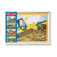 Melissa & Doug Wooden Puzzles in a Box Construction 12 pieces