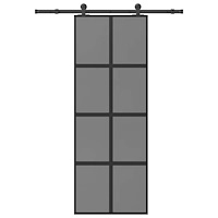 vidaXL Skjutdörr med beslagset härdat glas och aluminium 76x205 cm