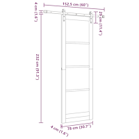 vidaXL Skjutdörr med Hårdvarusats 78x232 cm Massivt Tallträ