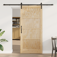 vidaXL Skjutdörr med Uppsättning av Beslag 93x202 cm Solid Trä Furu