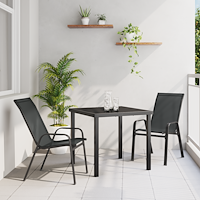 vidaXL 3 Piece Garden Dining Set Svart Textilene och Stål