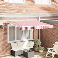 vidaXL Automatisk Utdragbar Markis Röd och Vit 350x200 cm