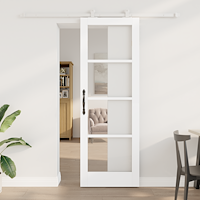 vidaXL Skjutdörr med hårdvaruuppsättning 'ORKDAL'Vit Massivt trä & Glas