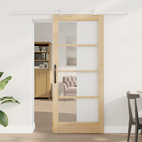vidaXL Glidande Dörr med Utrustningsset 'ORKDAL'Massivt Trä & Glas