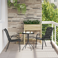 vidaXL 3-delars Trädgårds Bistro Set Svart Textilene och Stål